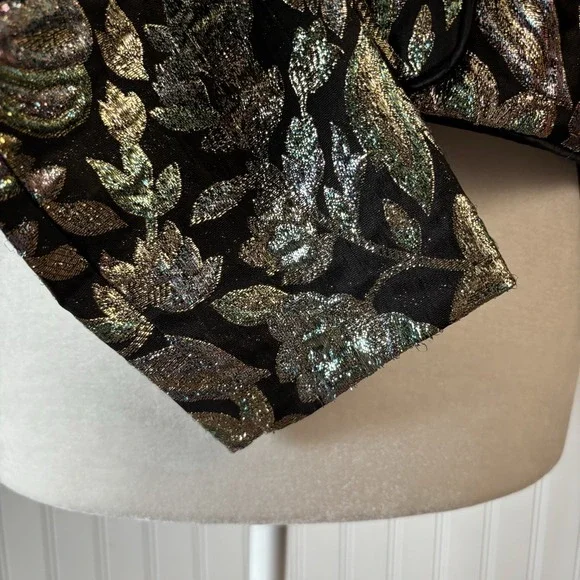 Vintage Patra Jacket 14 Lame' Floral Metallic Black Cocktail Evening Glam - Picture 5 of 12